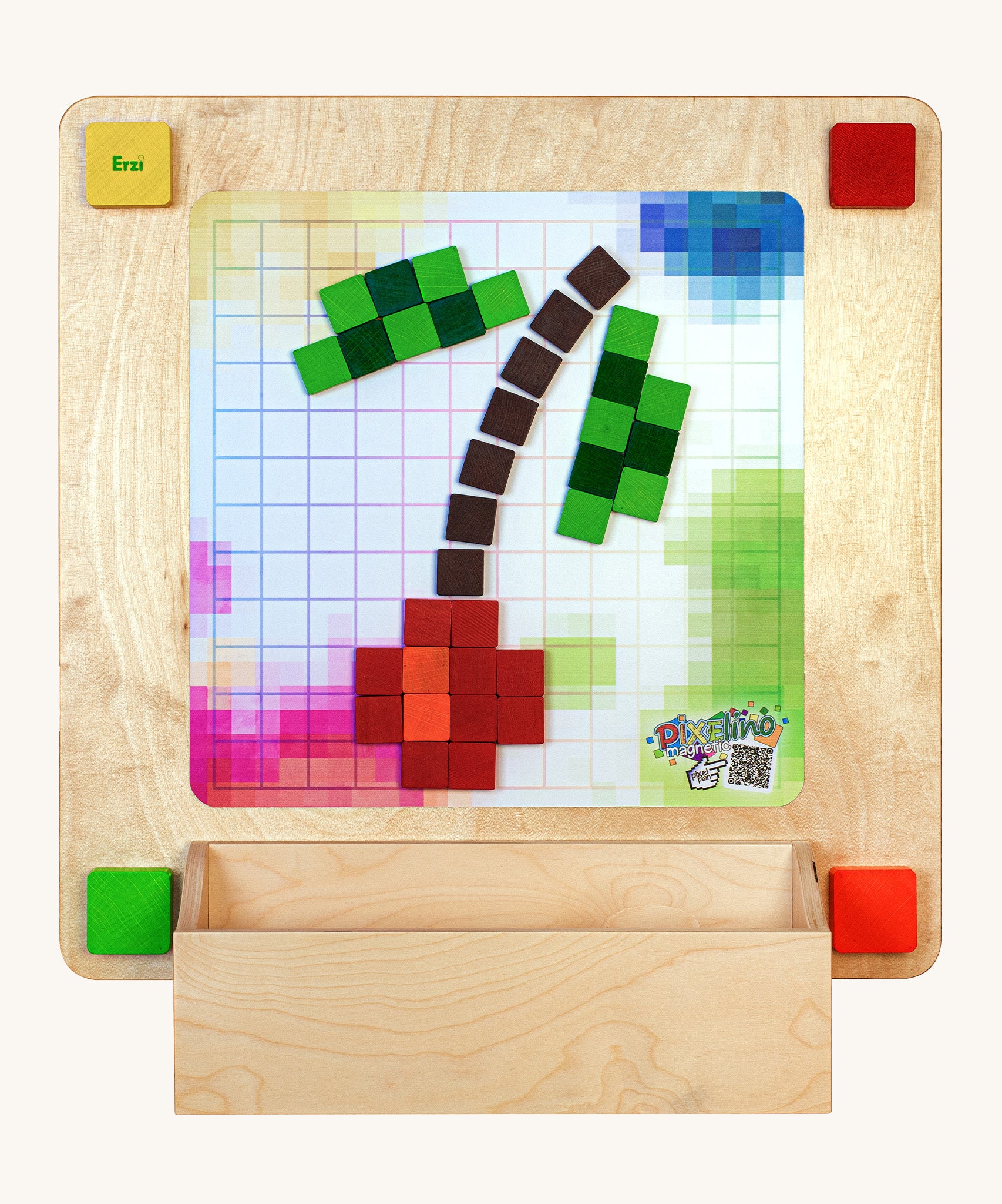 A cherry made from the small blocks of the Erzi Pixelino Wall Board Game