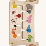 A look at the other side of the Erzi Baby Animal Wallboard Game, showing an animal colour match game