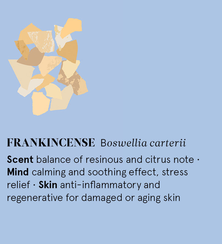 Infographic showing the main benefits of Frankincense essential oil.