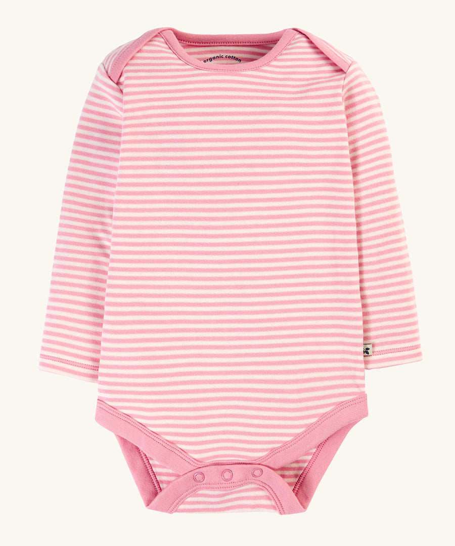 A look at the pink and white stripe bodysuit