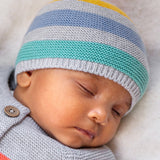 Bonnet Tricoté Frugi Harlen - Rayure Gris Chiné