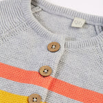 Frugi Bright As A Button Cardi - Grey Marl Stripe