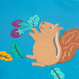 Frugi Adventure Applique Top - Deep Water/Squirrel