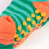 A closer look at the grippy dots on the bottom of the Frugi Grippy Socks 2 Pack - Giraffe