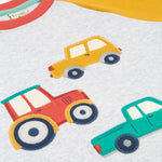 Frugi Alfie Raglan Top - Grey Marl/Vehicles