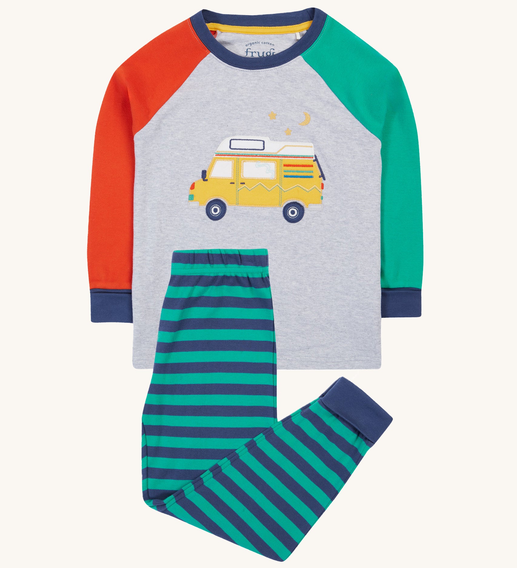 Frugi Jamie Jim Jams - Iguana Stripe/Camper