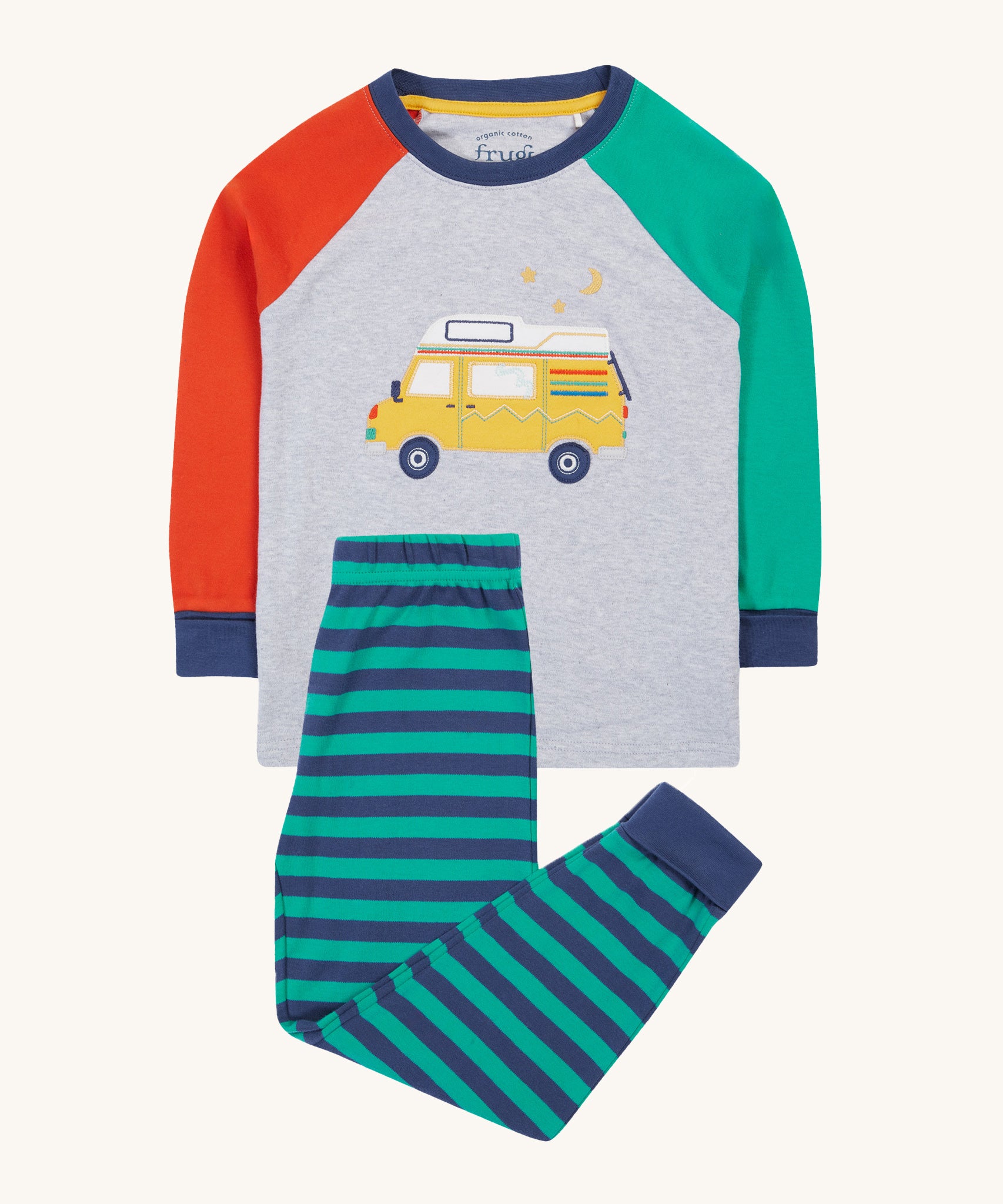 Frugi Jamie Jim Jams - Iguana Stripe/Camper