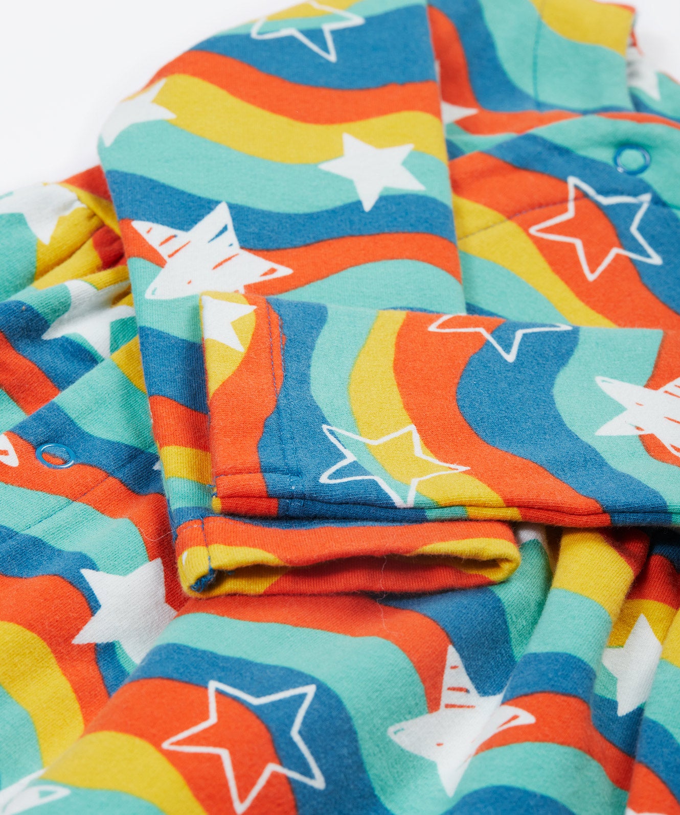 A closer look at the long sleeves on the Frugi Kiki Kimono Dress - Wavy Stars