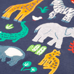 Frugi Campfire Hooded Top - Navy Blue/Go Wild Animals