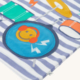 Haut à appliqués Discovery de Frugi - Rayures raisin/tambours