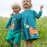 Frugi Dolcie Dress - Iguana Stripe/Tiger