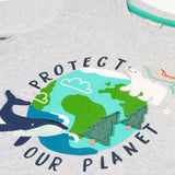 Frugi Adventure Applique Top - Grey Marl/Protect Your Planet