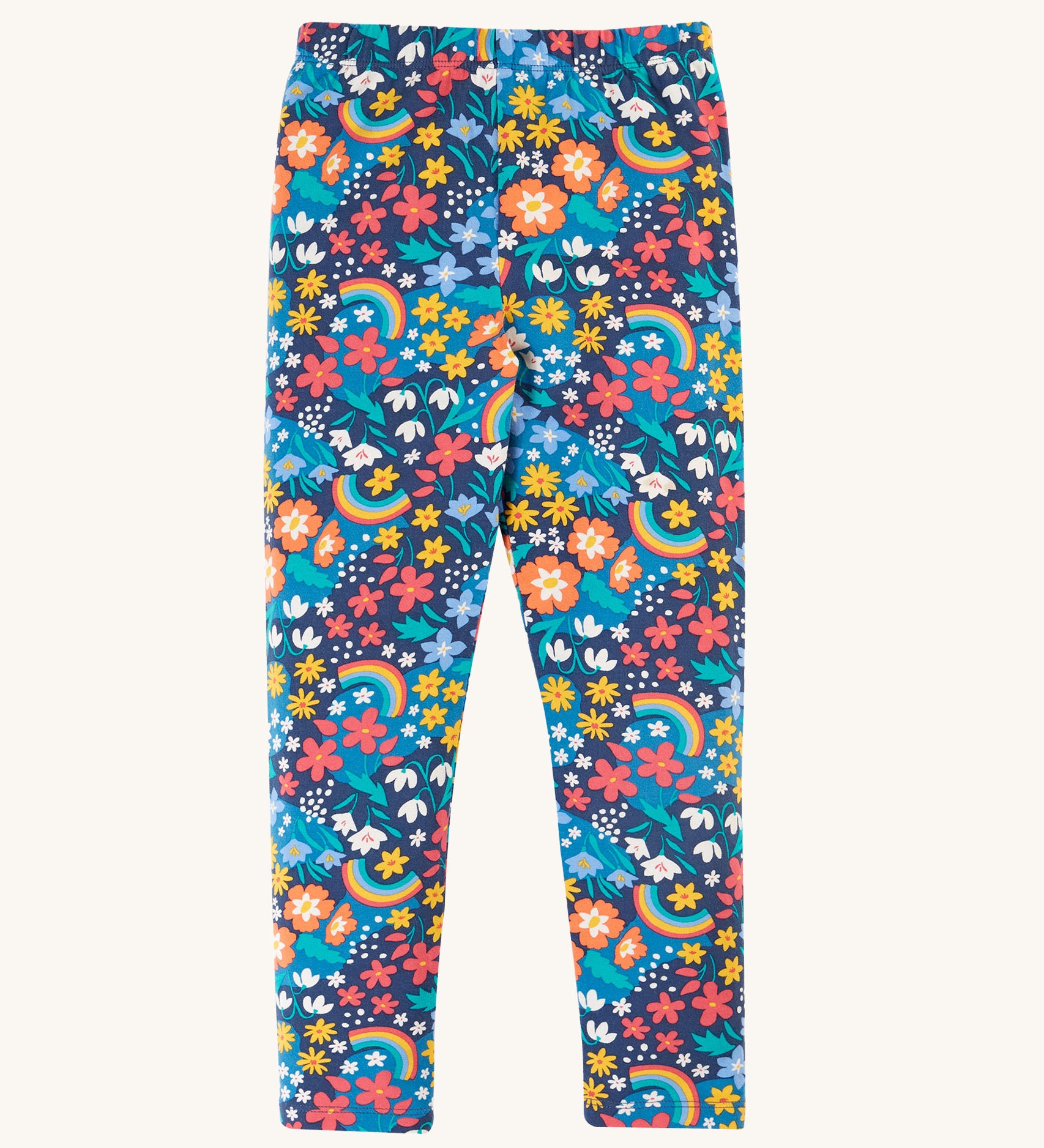 Frugi Libby Leggings - Winter Hedgerow, with a floral and rainbow print