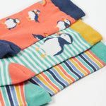 Frugi Rock My Socks 3 Pack - Cantaloupe/Puffin