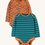 Lot de 2 bodys Frugi Super Special - Rayures Tigre/Iguane