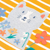 Haut appliqué Frugi Tori - Rayure bretonne dorée/Chat