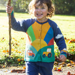 Frugi Reva Applique Cardigan - Navy Blue/Sunrise