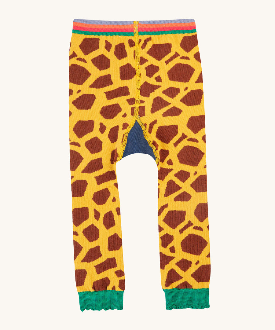 The back of the Frugi Little Knitted Leggings - Giraffe