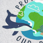 Frugi Adventure Applique Top - Grey Marl/Protect Your Planet