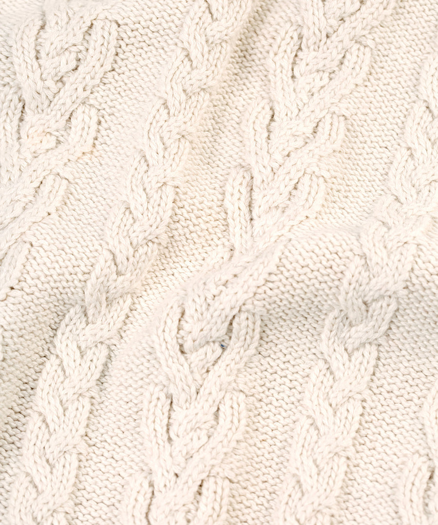 A closer look at the knit pattern on the Frugi Marnie Embroidered Tank Top - Pearl/Flowers