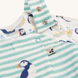 Frugi Footed Dungaree Gift Set - Puffin Pals/Moss Stripe