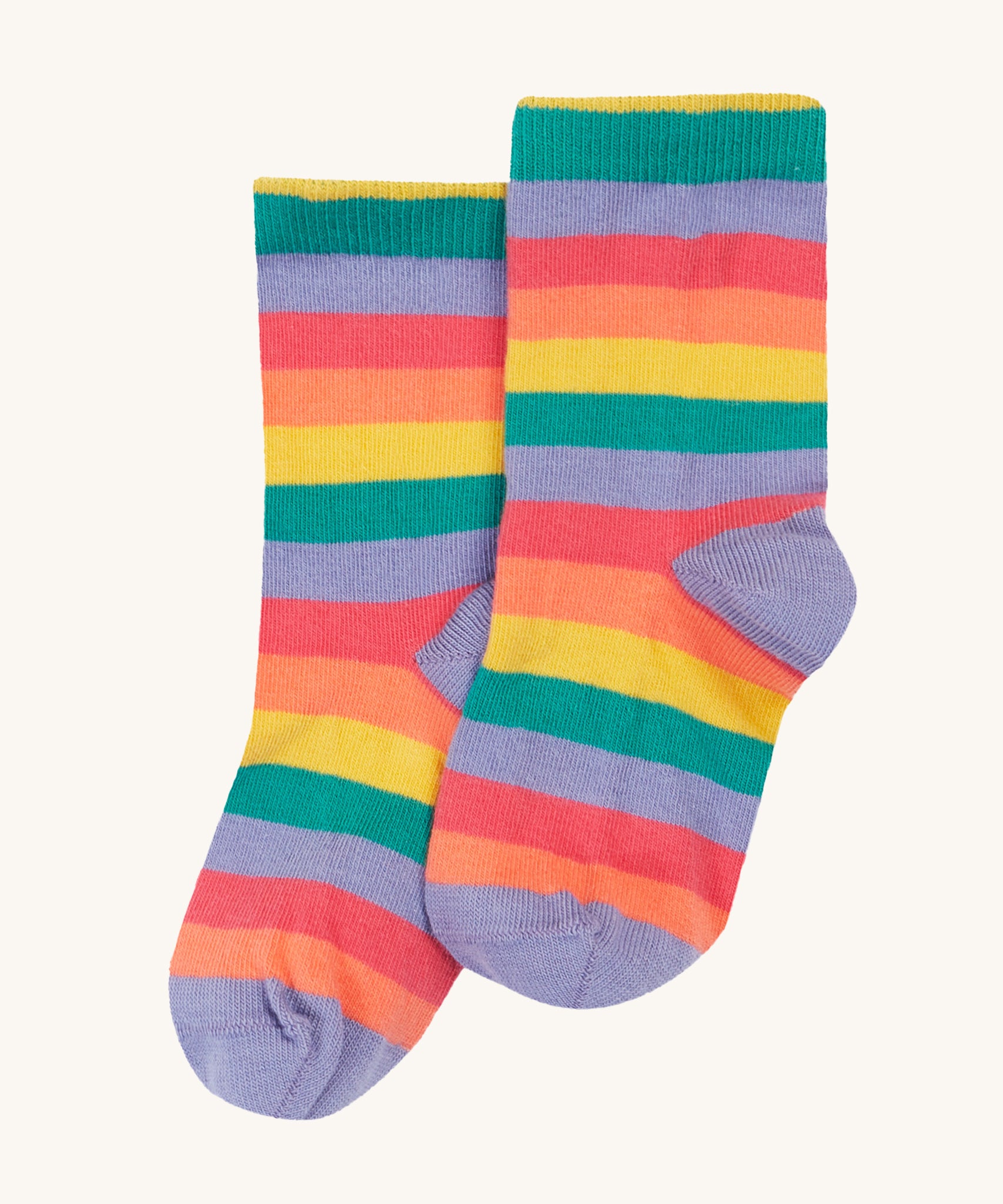 The rainbow stripe print sock from the Frugi Rock My Socks - Stay Wild 3 Pack