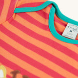 Frugi Bobby Applique Top - Cantaloupe Stripe/Giraffe