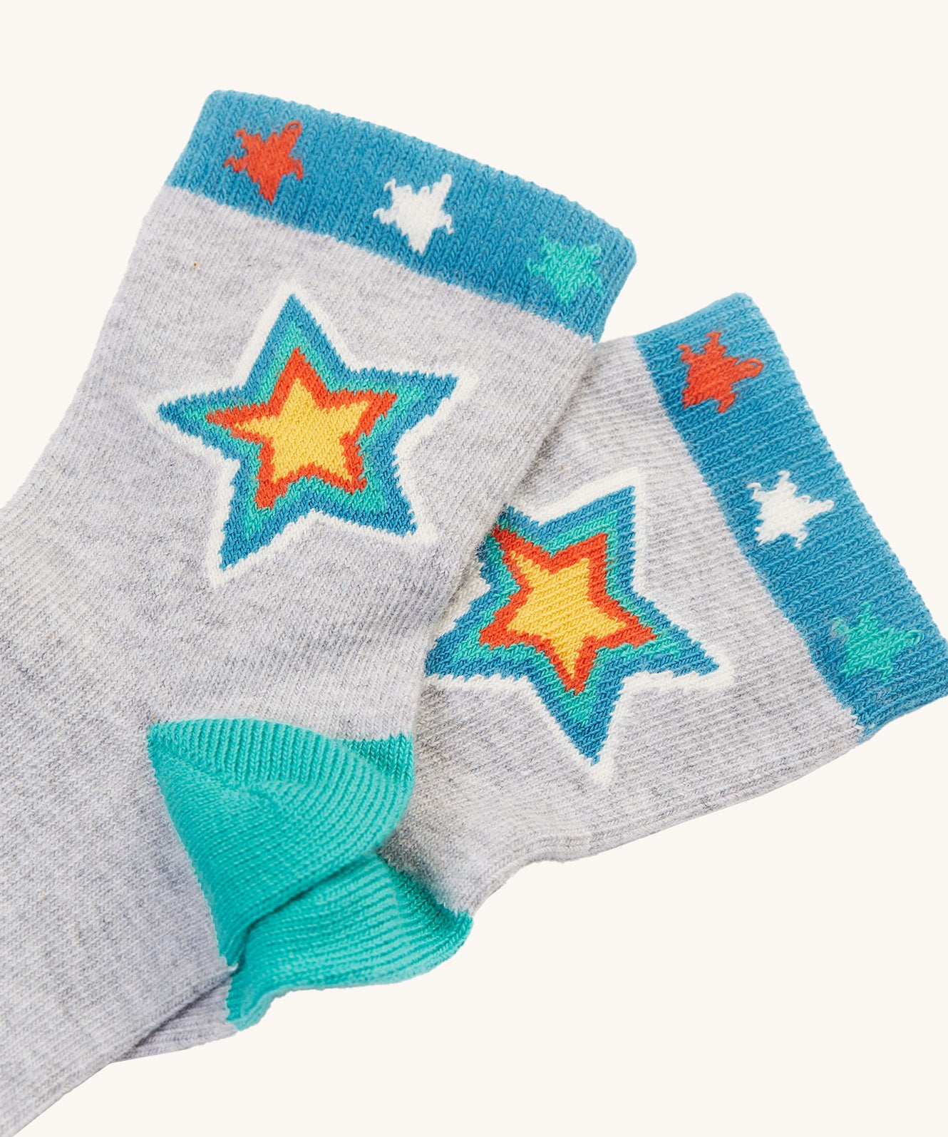 A closer look at the grey star socks from the Frugi Little Socks - Stars 2 Pack