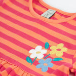 Robe Marissa de Frugi - Rayures/fleurs cantaloup