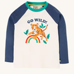 Haut raglan Frugi Tamar - Bleu marine/Go Wild