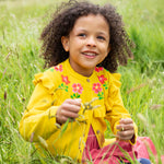 Frugi Romi Ruffle Cardigan - Dandelion/Flowers