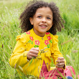 Frugi Romi Ruffle Cardigan - Dandelion/Flowers