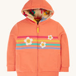 Frugi Ted Fleece Lined Hoody - Cantaloupe/Rainbow