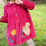 Robe en velours côtelé Frugi Coco - Airelle rouge/Écureuil