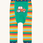 Leggings tricotés Frugi Little - Rayures arc-en-ciel/tracteur