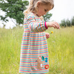 Frugi Dolcie Dress - Lingonberry Multi-Stripe