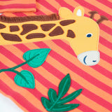 Frugi Bobby Applique Top - Cantaloupe Stripe/Giraffe