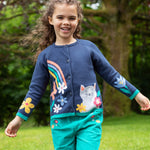 Frugi Reva Knitted Cardigan - Navy Blue/Cat