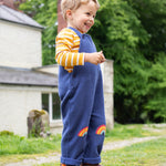 Frugi Rae Dungaree Outfit - Navy Blue/Gold Breton Stripe