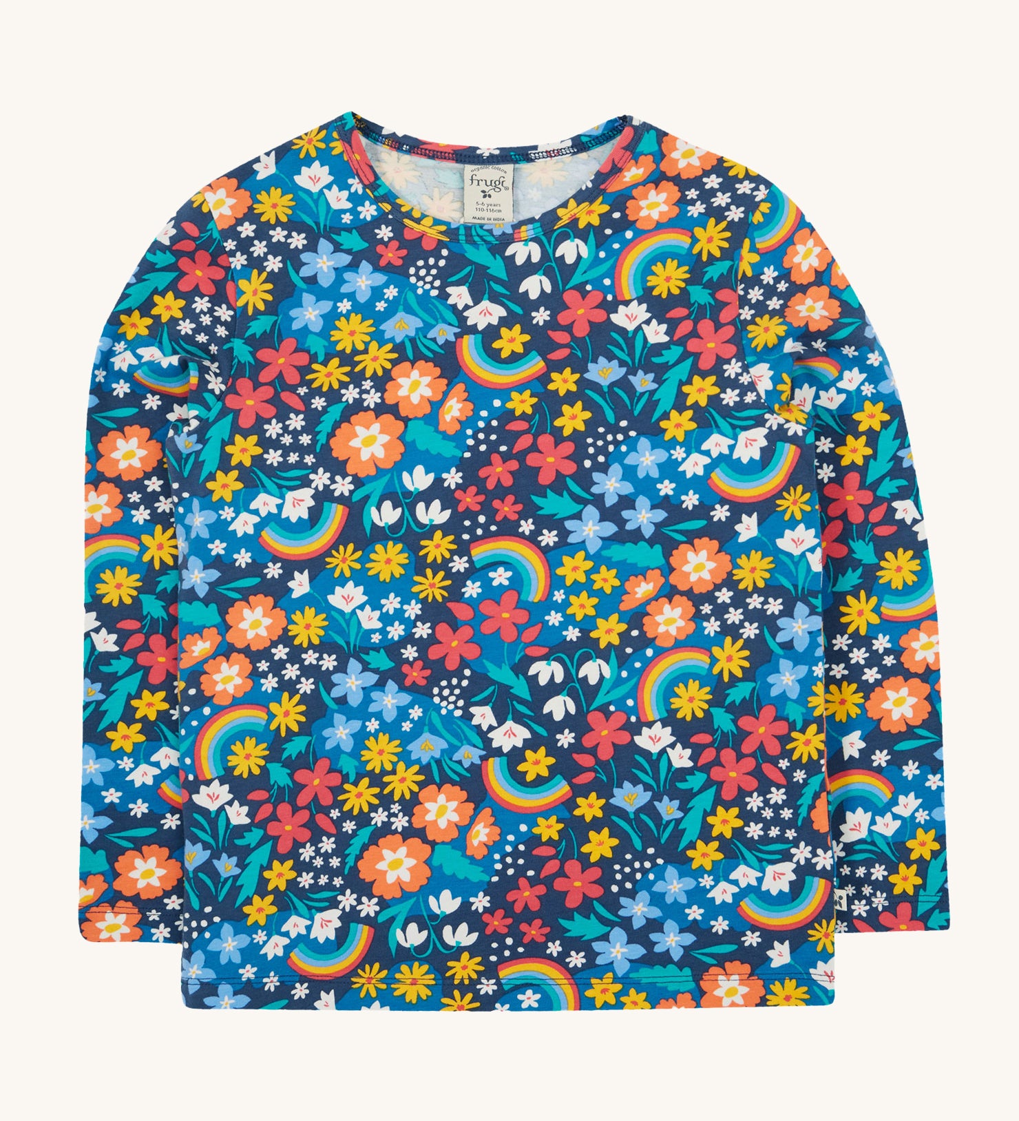 Frugi Bryher Top - Winter Hedgerow, with a lovely floral and rainbow print