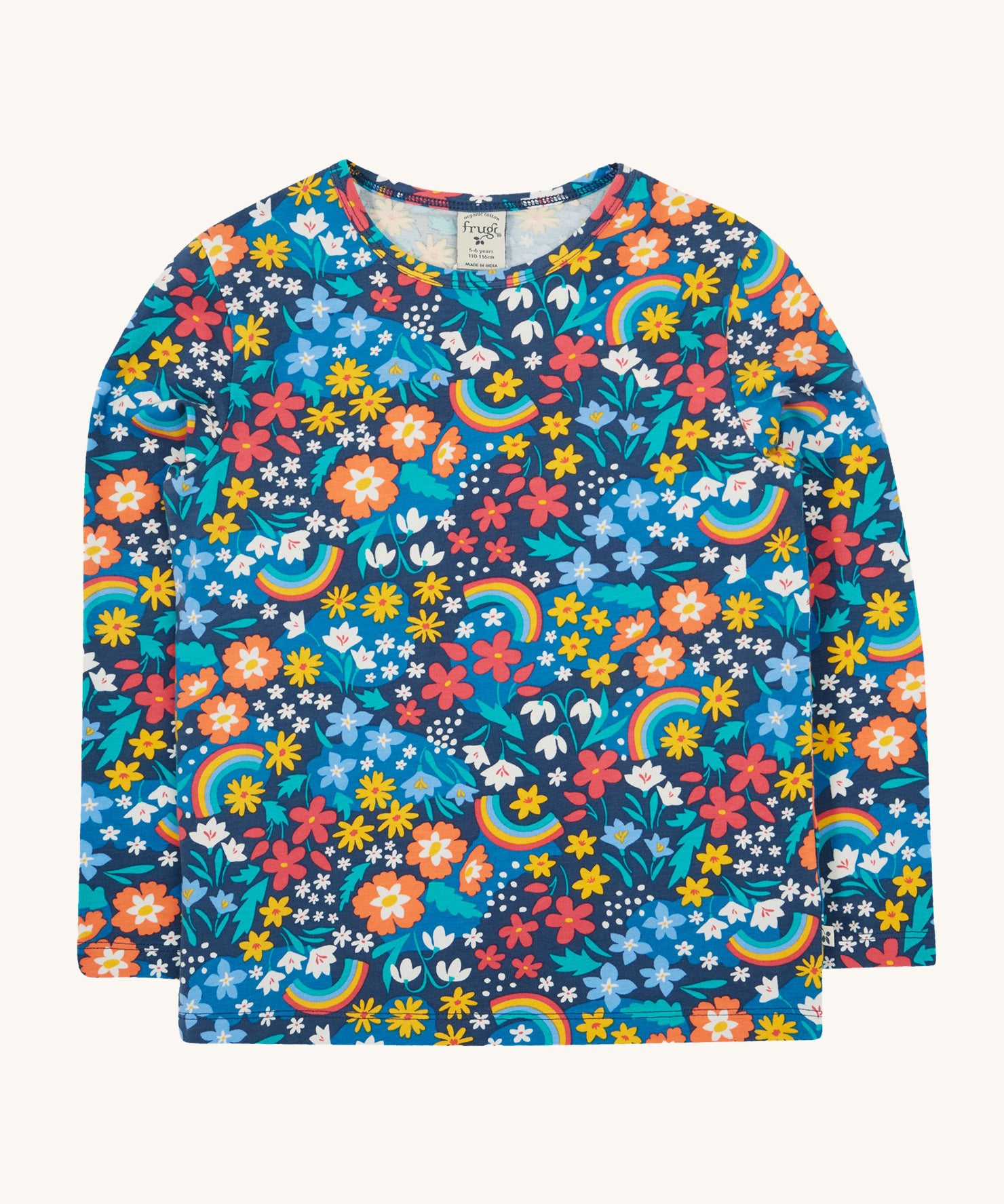 Frugi Bryher Top - Winter Hedgerow, with a lovely floral and rainbow print