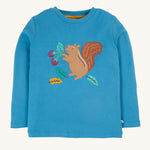 Frugi Adventure Applique Top - Deep Water/Squirrel