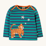 Frugi Bobby Applique Top - Iguana Stripe/Tiger