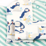 Coffret cadeau salopette à pieds Frugi - Puffin Pals/Moss Stripe