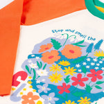 Frugi Tamar Raglan Top - Soft White/Flowers