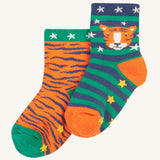 Lot de 2 paires de chaussettes adhérentes Frugi - Tigre