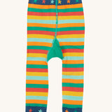 Leggings tricotés Frugi Little - Rayures arc-en-ciel/tracteur