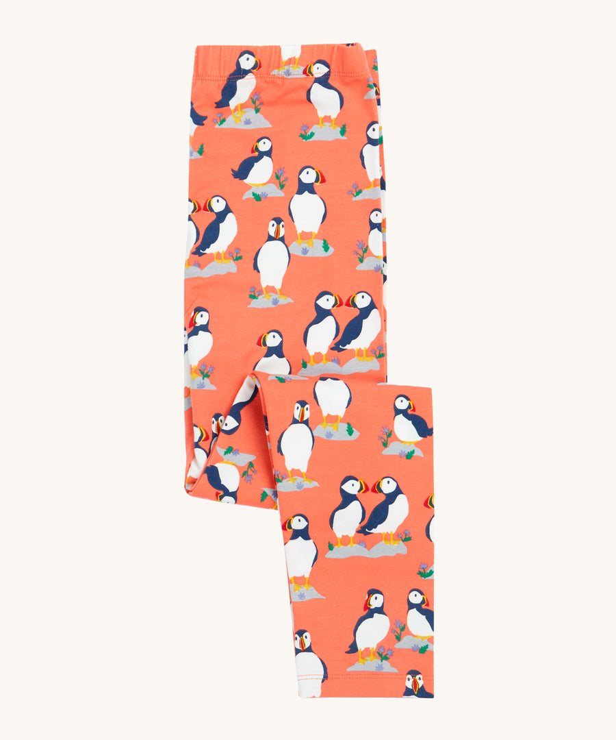 Frugi Libby Leggings - Puffin Pals folded at the leg