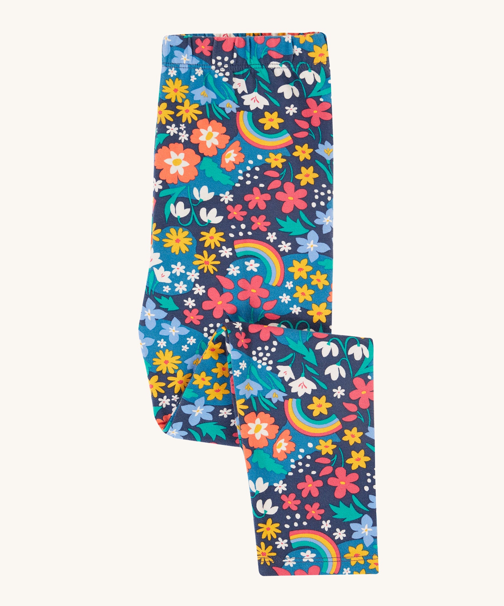 The Frugi Libby Leggings - Winter Hedgerow, folded at the leg