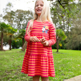 Robe Marissa de Frugi - Rayures/fleurs cantaloup